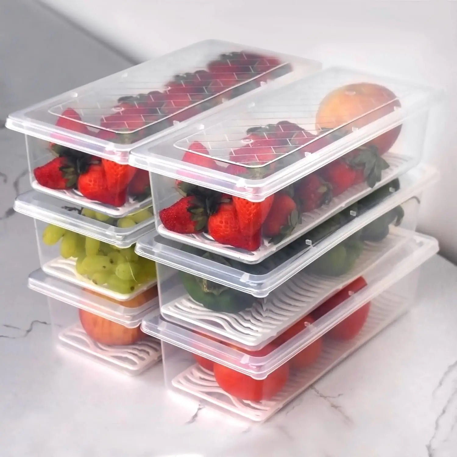 Single Tier Transparent Modular Eco-Friendly Multifunctional Kitchen Storage Set Square Plastic Dabba Jars Lid Spoon Airtight